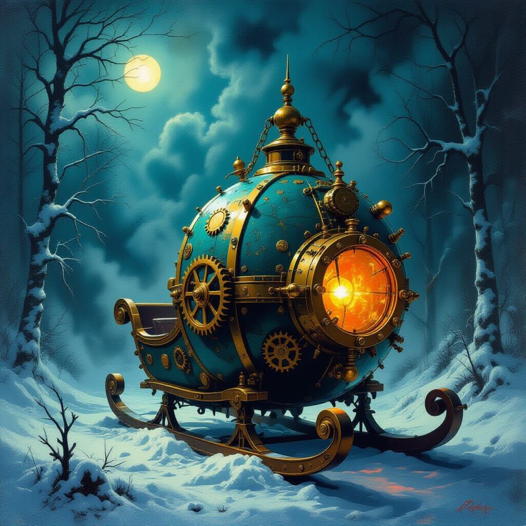Steampunk Sleigh Bell Shaker in Expressionist Style