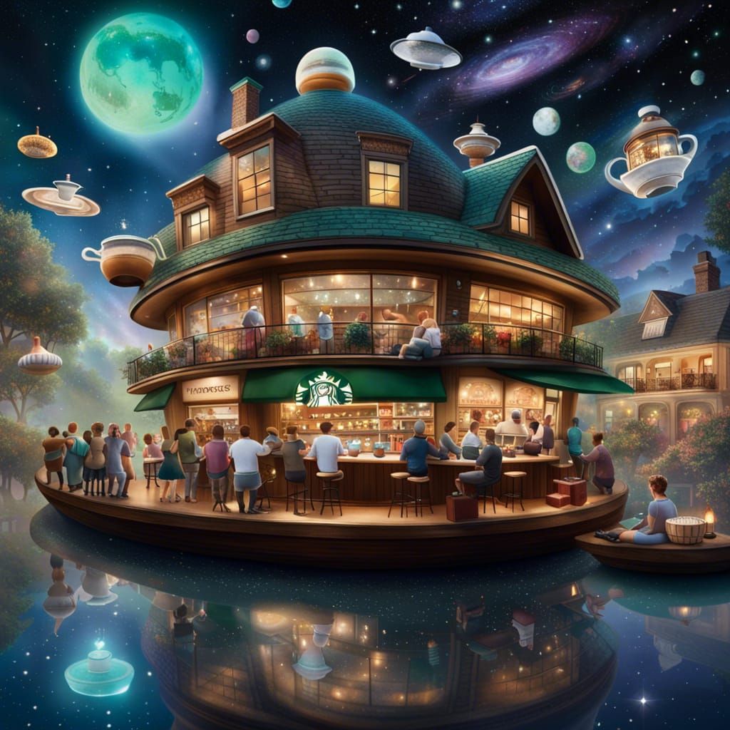 Starbucks Coffee Shop Among the Stars: Ethereal Fantasy