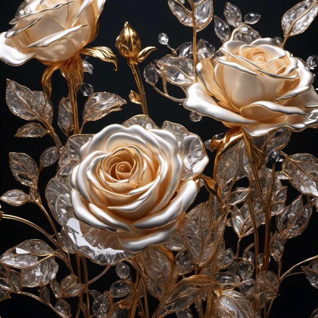 Transparent Roses with Crystal and Gold Accents