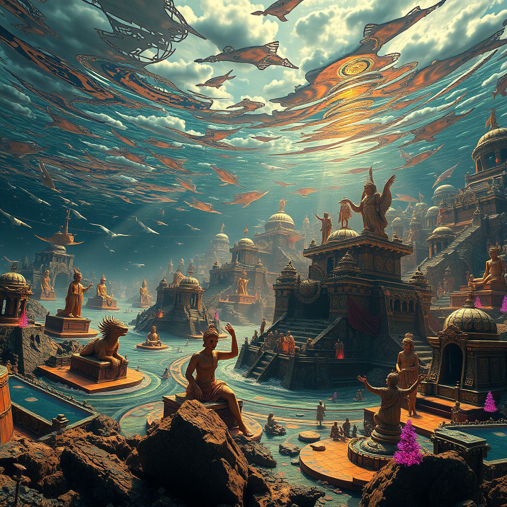 Submerged Civilizations: A Colorful Digital Painting