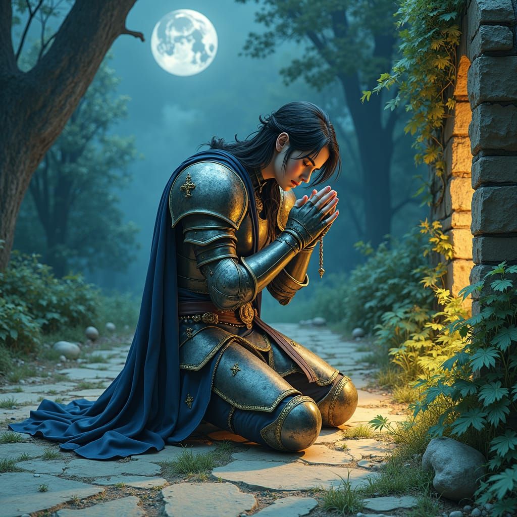 Elden Ring Knight's Serene Prayer, Anime Style