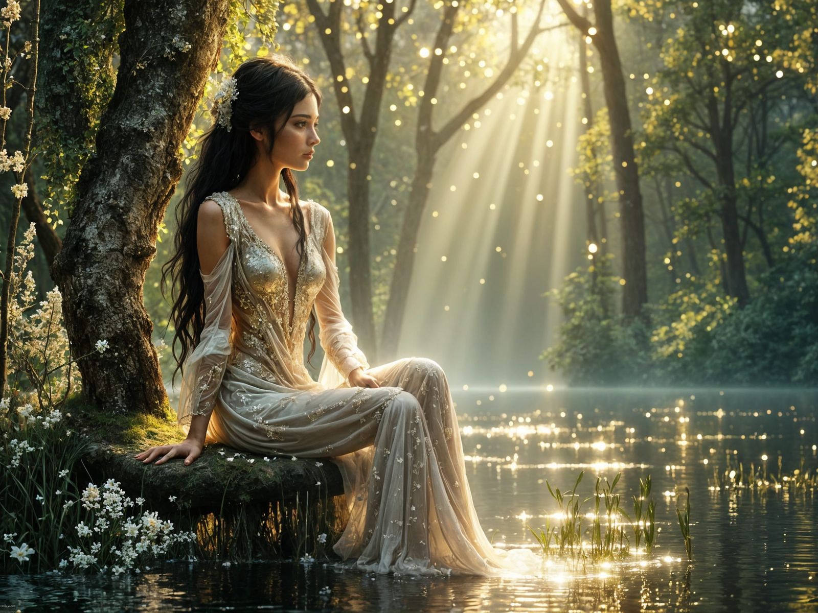 Whimsical Forest Fairy Princess by Moonlit Lake