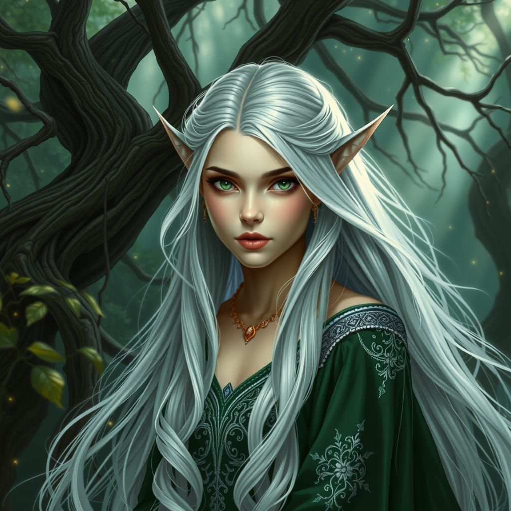 Ethereal High Elf Maiden in Enchanted Forest