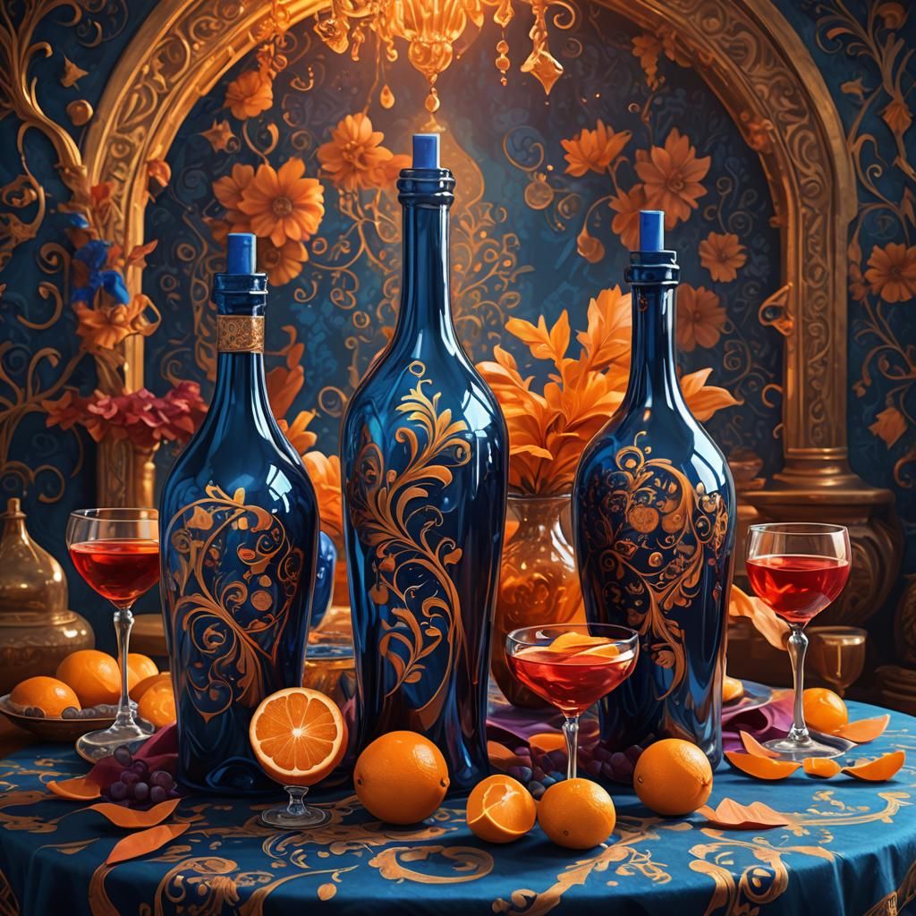 Mystical Sangria Bottles in Fantasy Digital Art