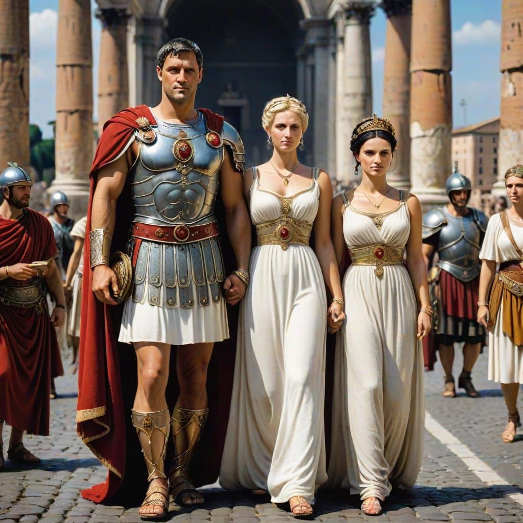 Roman Emperor in Triumph with Young Blonde Wife