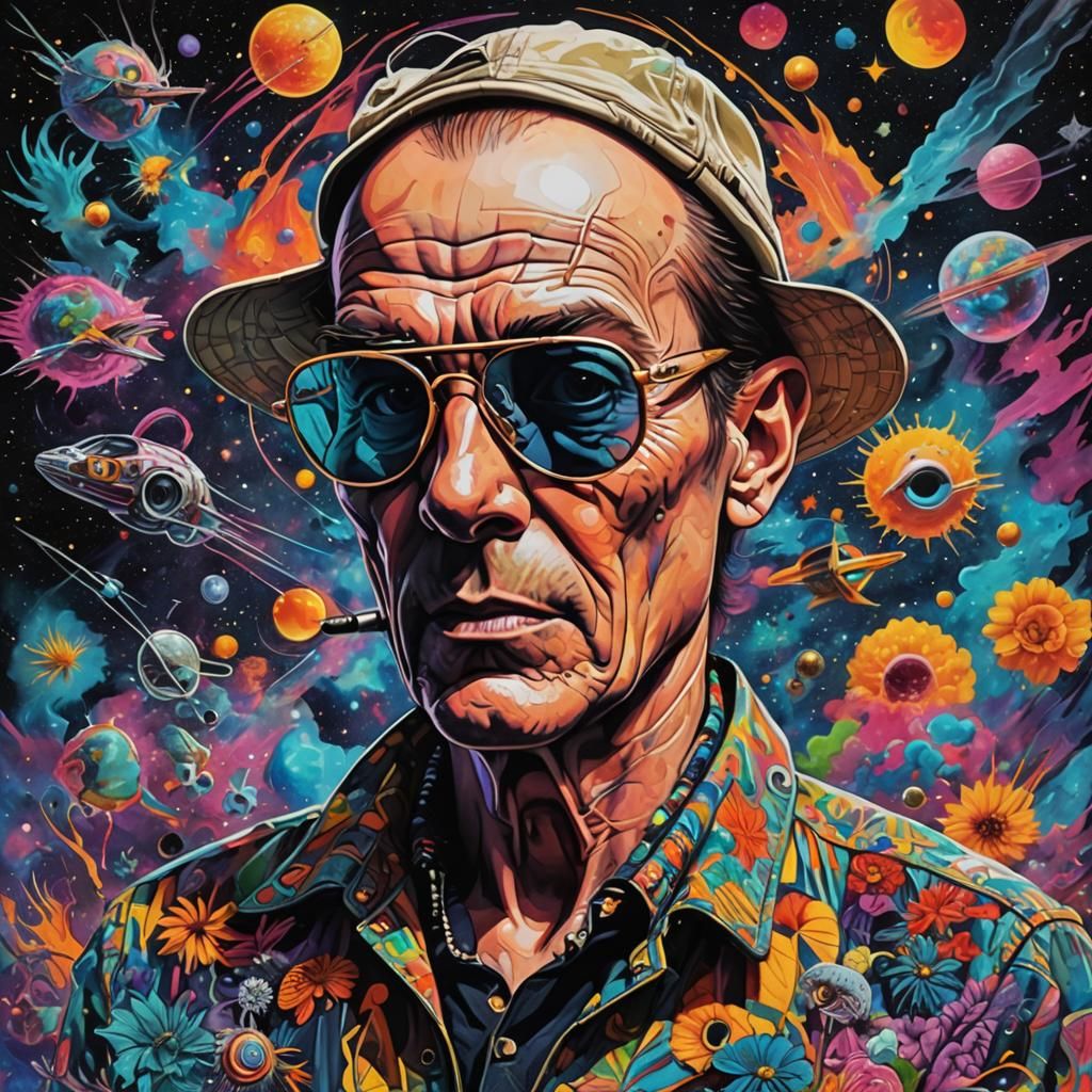 Hunter S. Thompson in Pablo Amaringo Style