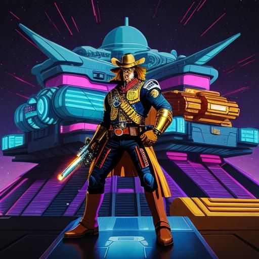 Anime Space Sheriff in Vibrant Space Western Scene