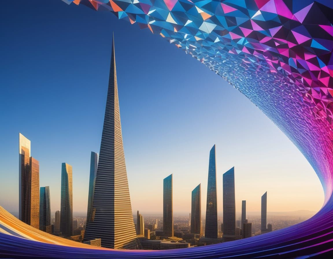 Futuristic Wizard in Vibrant Cubist Vortex