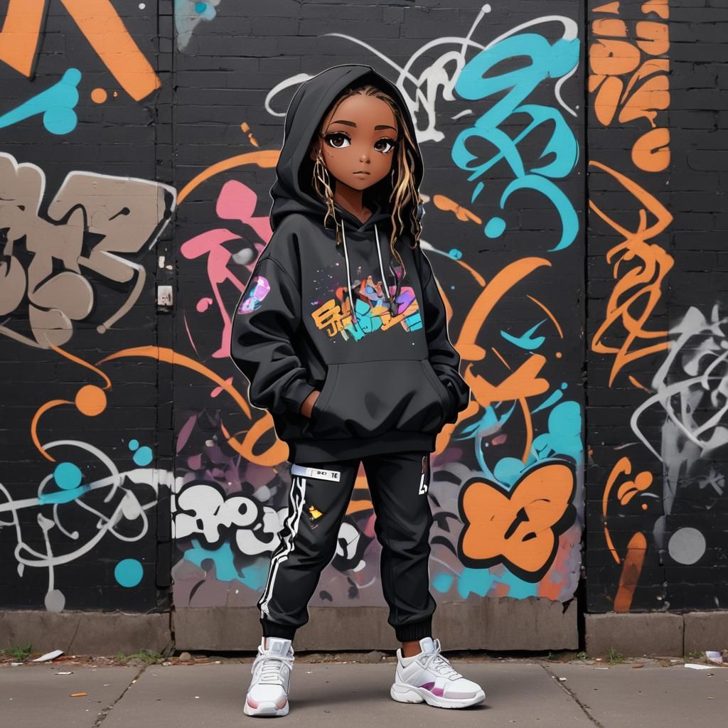 Anime Hip Hop Dancer in Astral Graffiti Landscape