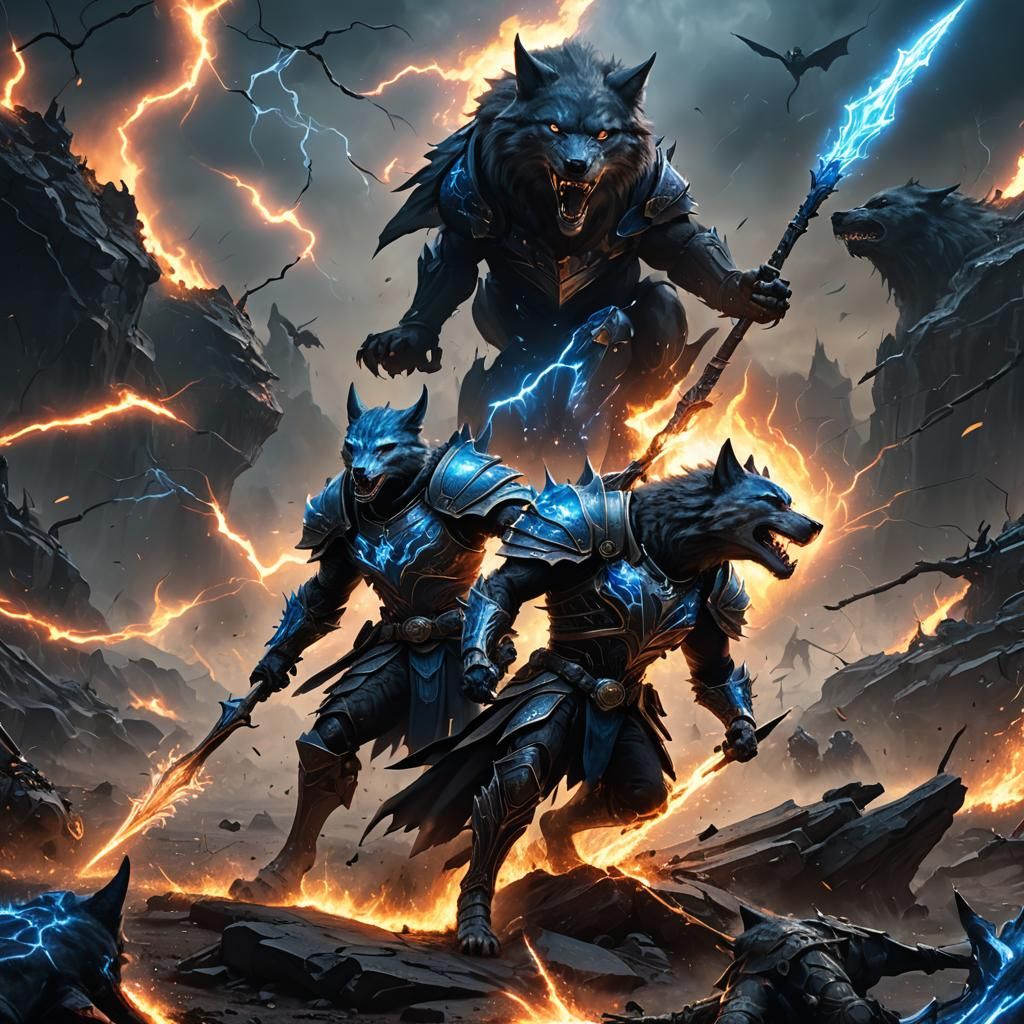 Death Knight Rider on Wolf with Fire Spear