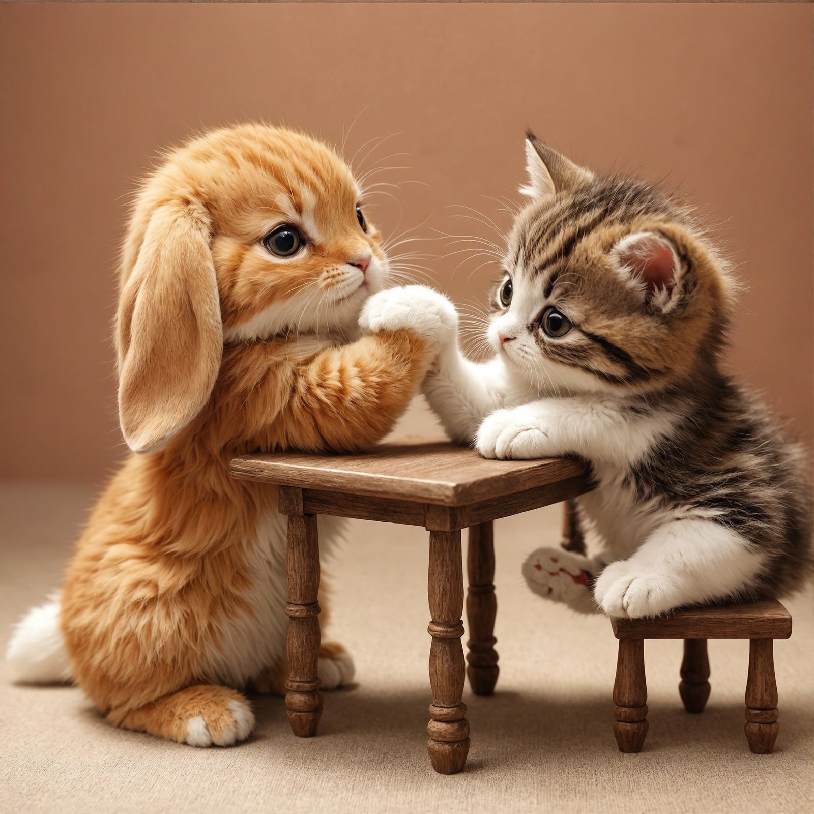 Chibi Bunny vs Kitten Arm Wrestling Match