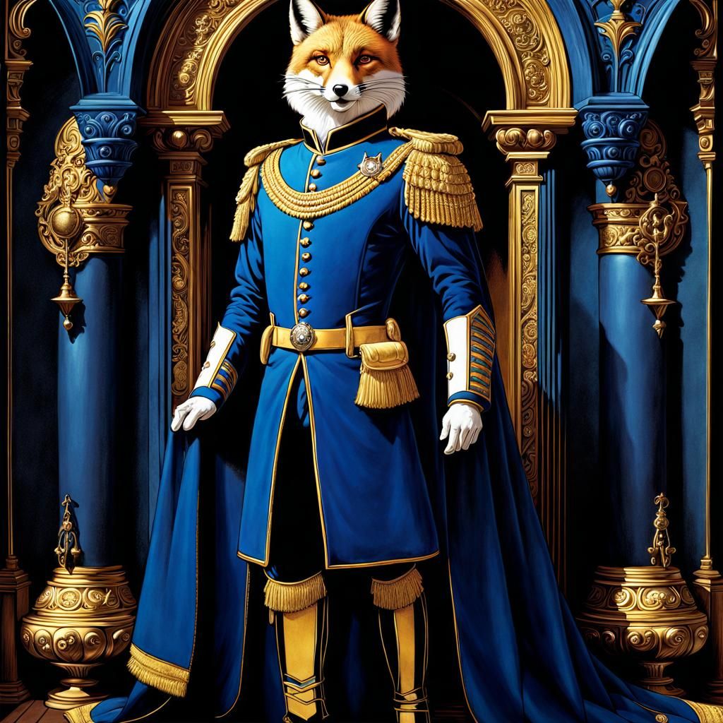 Fox Royal Captain in Blue and Gold Uniform