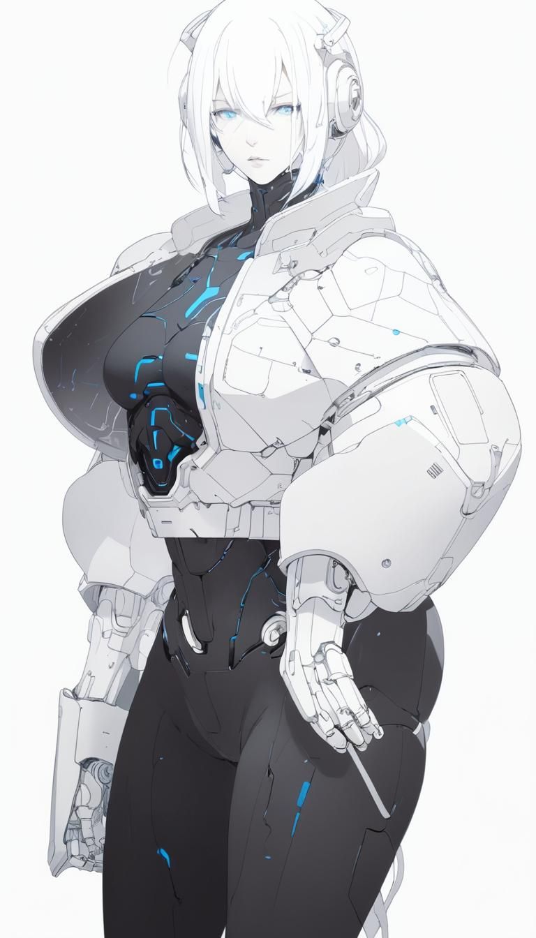 Cybernetic Robogirl Concept Art in Cyberpunk Style