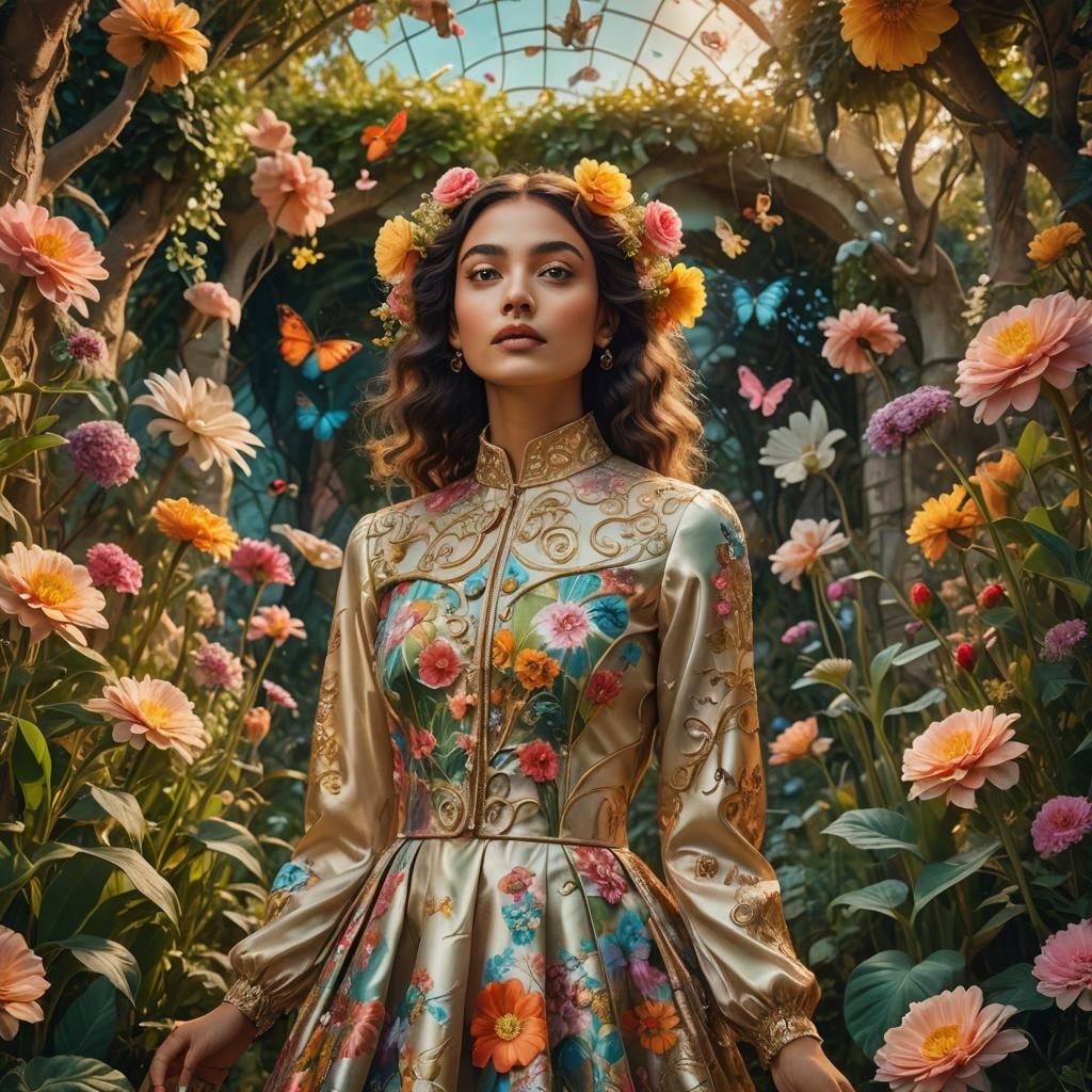 Surreal Woman in a Dream Garden
