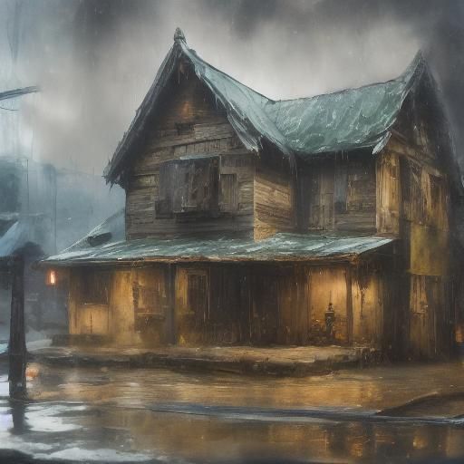 Abstract Black Canvas with Golden Highlights as Impasto Pain...