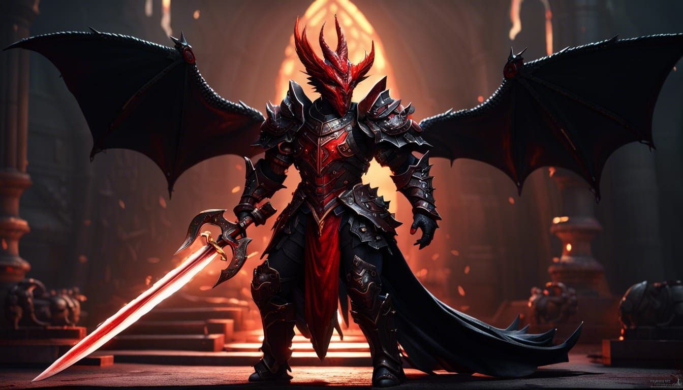 Hyperdetailed Dark Paladin Dragon Morph on Battlefield