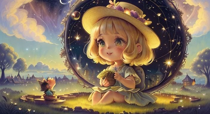 Magical Beanstalk to Cloud Village Illustration