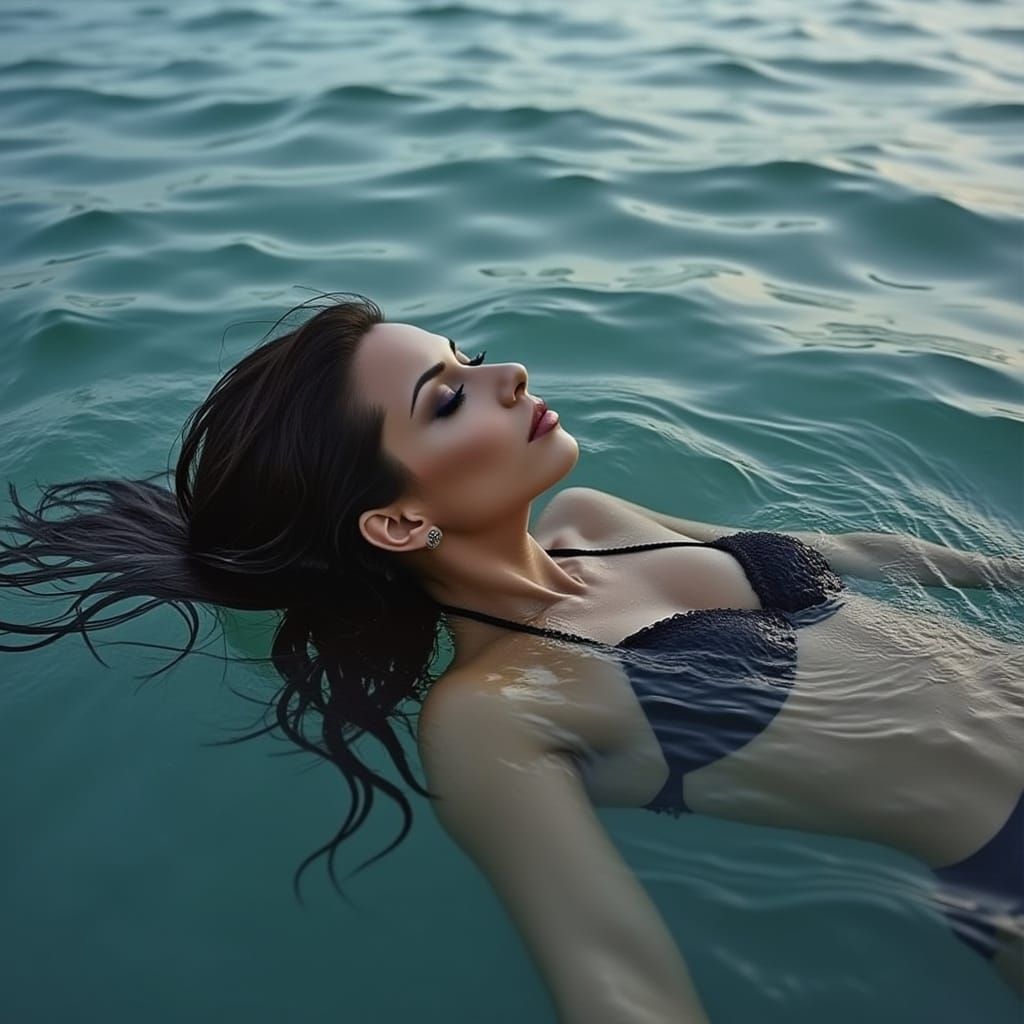 Woman Submerged in Water, Tilt-Shift Lens Effect