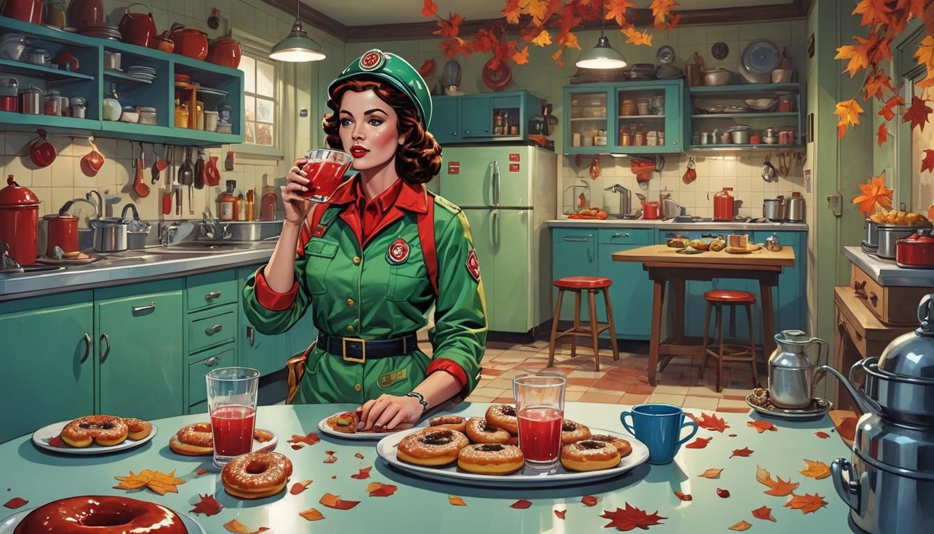 Firefighter Cocktail in Retro Comic Book Art