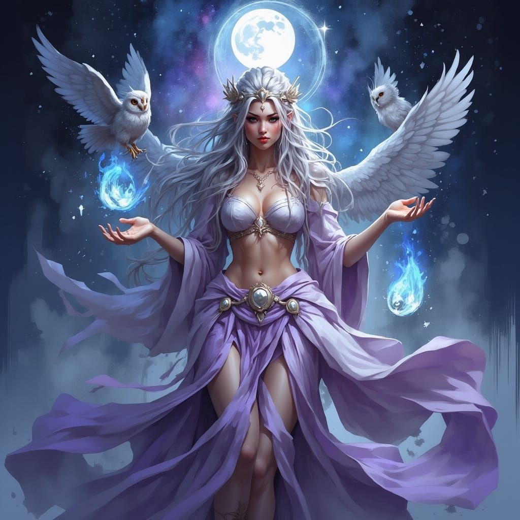 Goddess of Moonlight and Dreams in Ethereal Style
