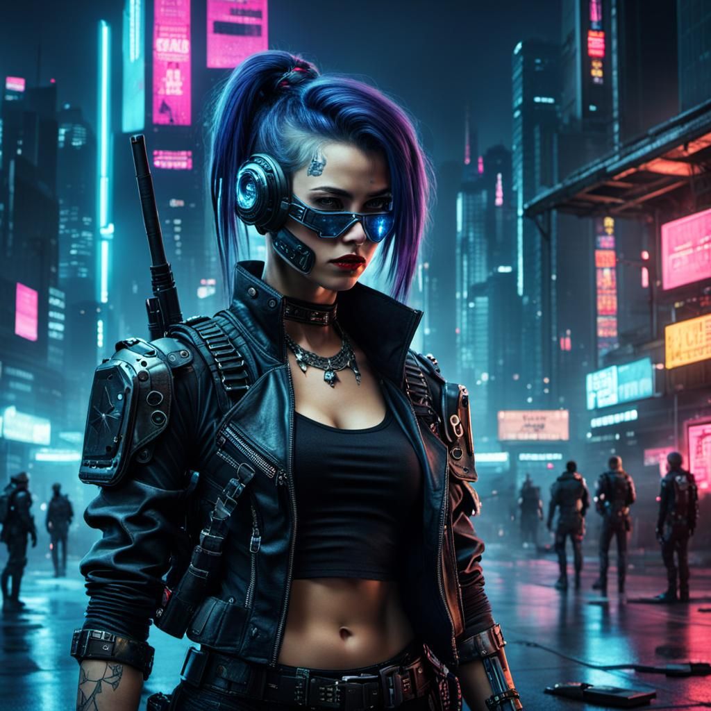 Cyberpunk Outlaw in Fantasy Scene