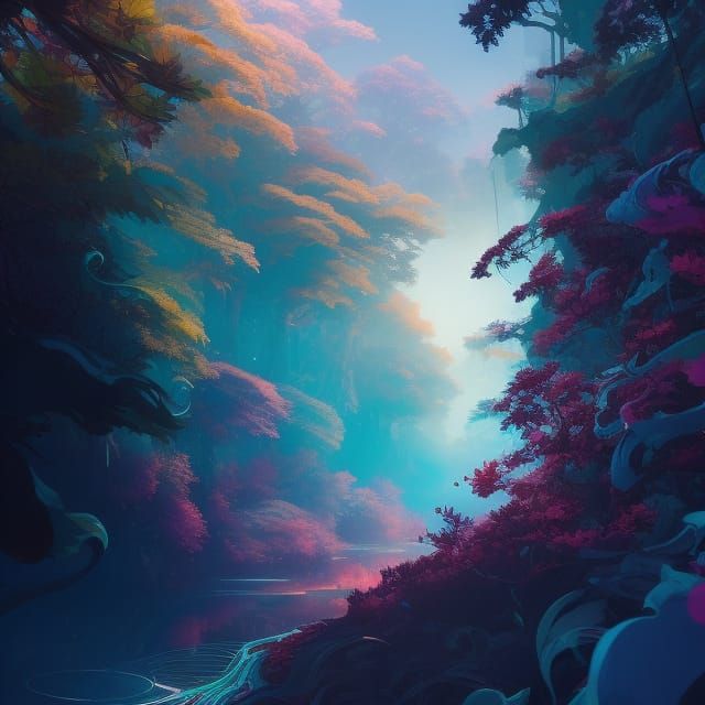 Colorful Abstract Illustration with Ink Outlines