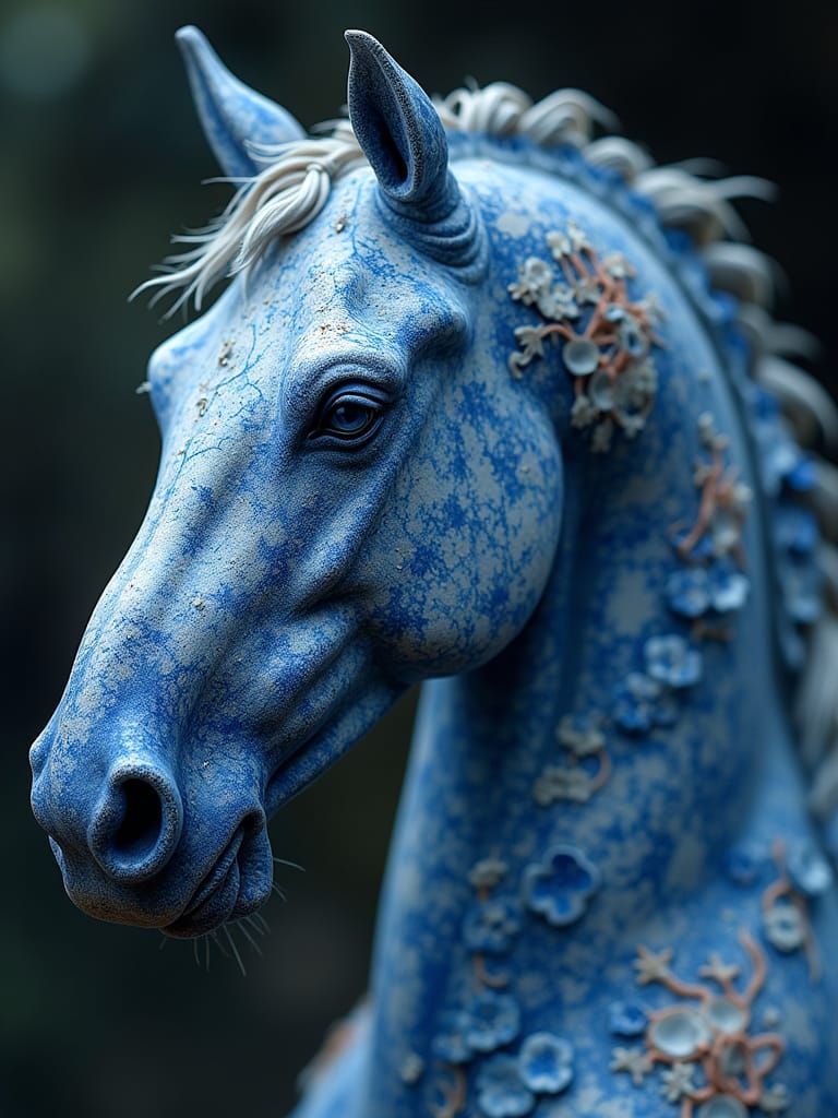Regal Horse Head in Vibrant Ceramic Shards