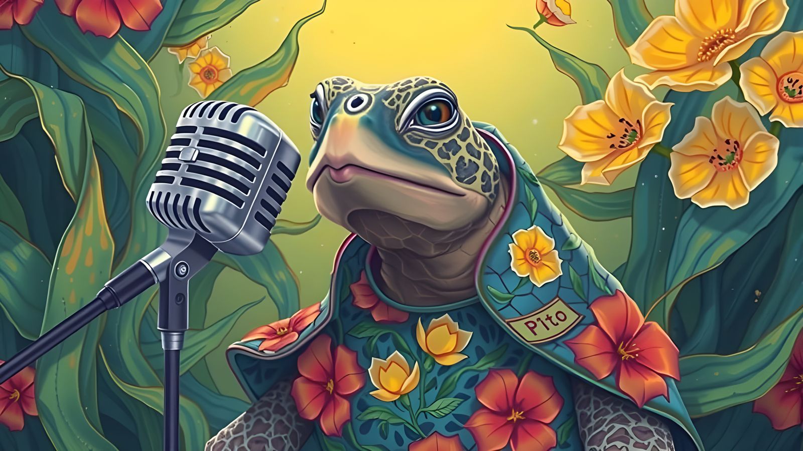 Singing Turtle with Microphone