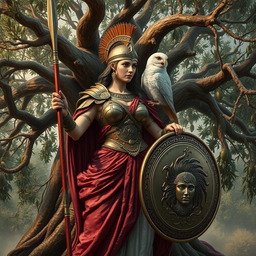 Athena, Greek Goddess of Wisdom and War, in Detailed Matte P...