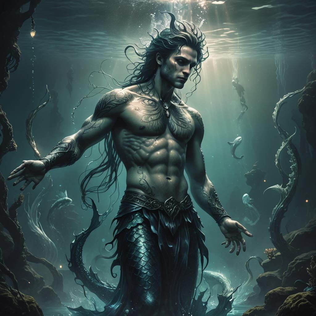 Gothic Merman in Underwater Kingdom