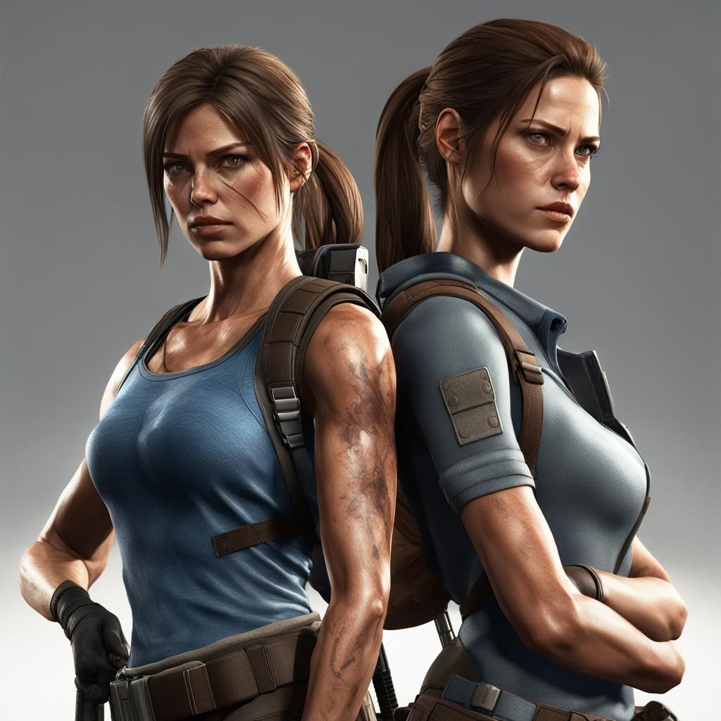 Lara Croft and Jill Valentine Together: 3D Game Cinematic