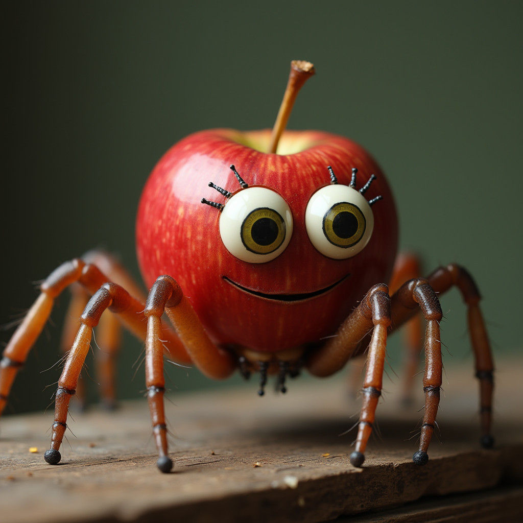 Apple-Bodied Spider with Googly Eyes