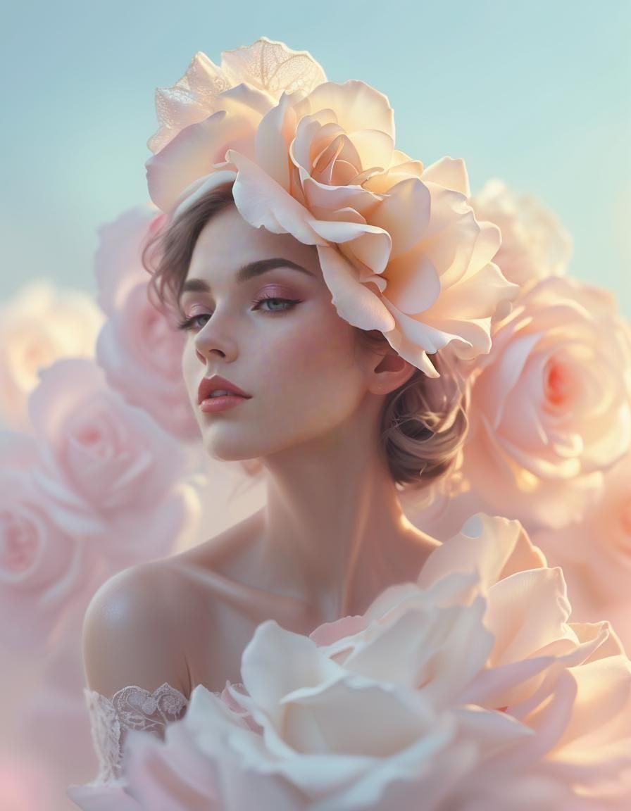 Girl Creating Roses with Open Eyes