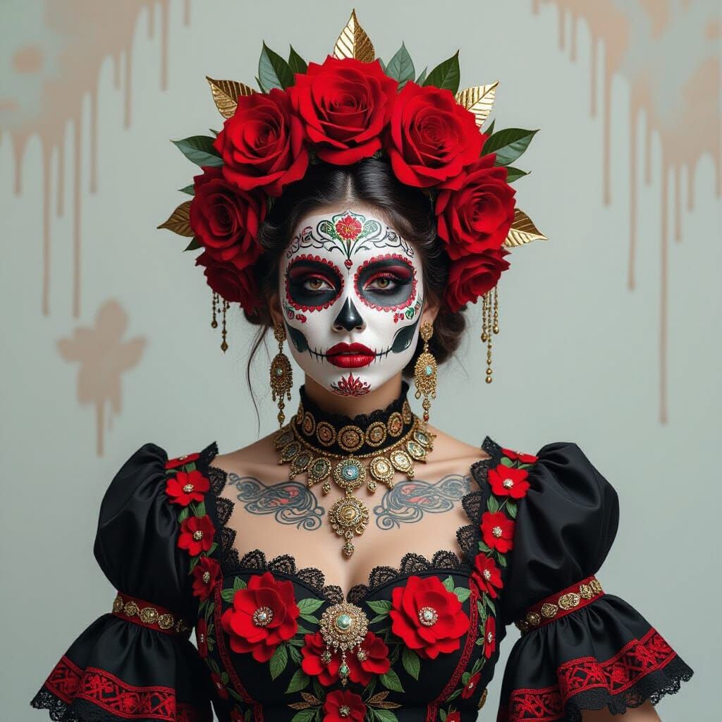 Goth Day of the Dead Woman Dancing