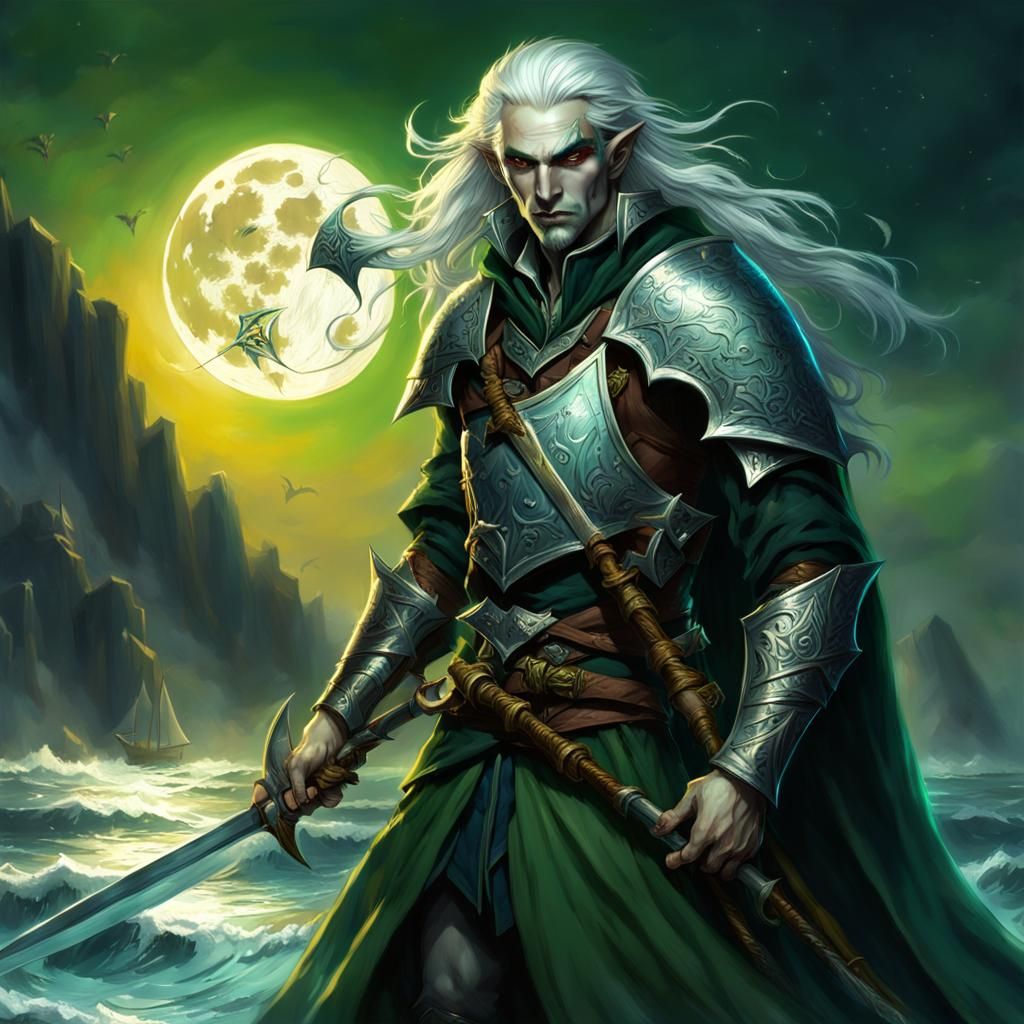 Sea Elf Vampire Warrior in Full Plate Armor