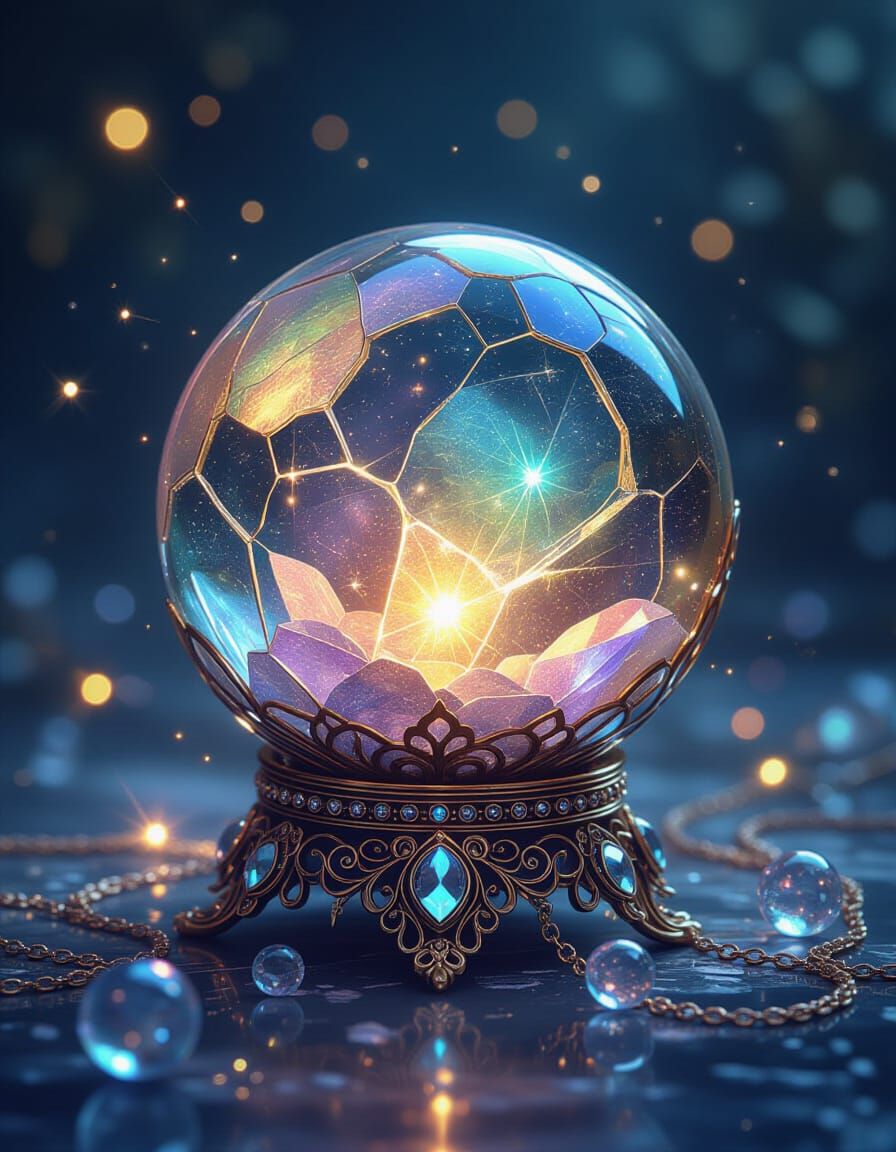 Luminescent Labradorite Sphere with Jewelry, Fantasy Digital...