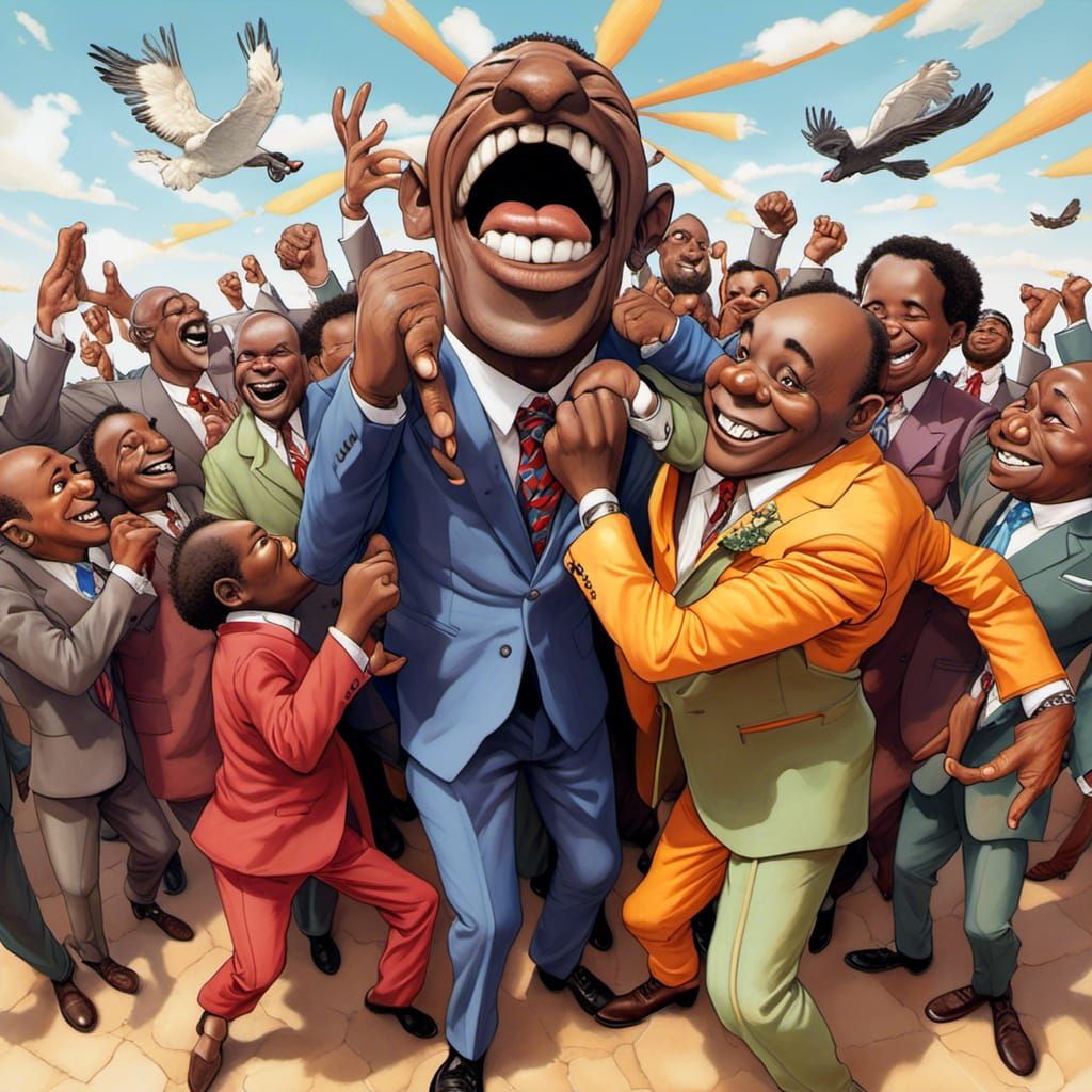 Gigantic People Picking Noses in Chaotic Realism