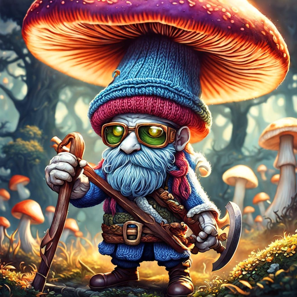 Mushroom Warrior Knitting Scarves