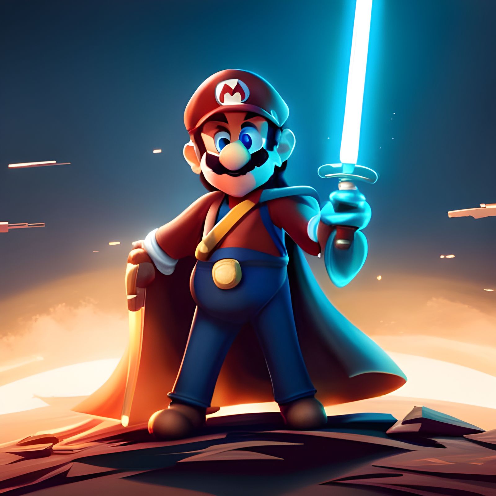 Mario as Jedi Knight Digital Art
