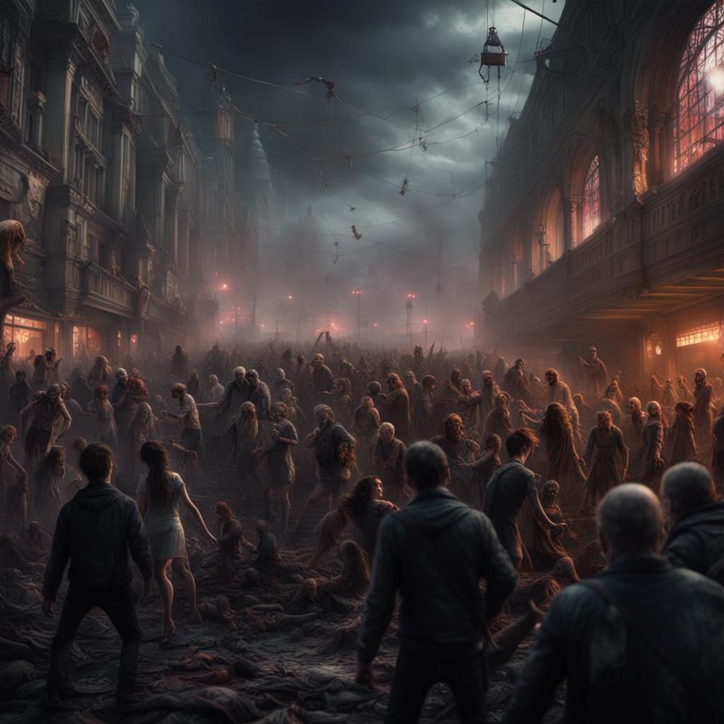 Detailed Zombie Rave Digital Matte Painting