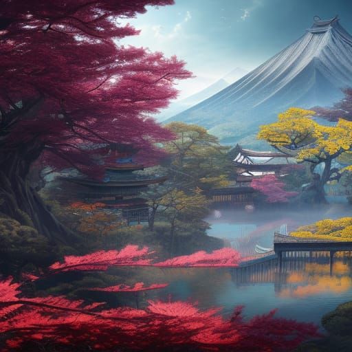 Fantastical Japanese Kingdom: Detailed Matte Painting