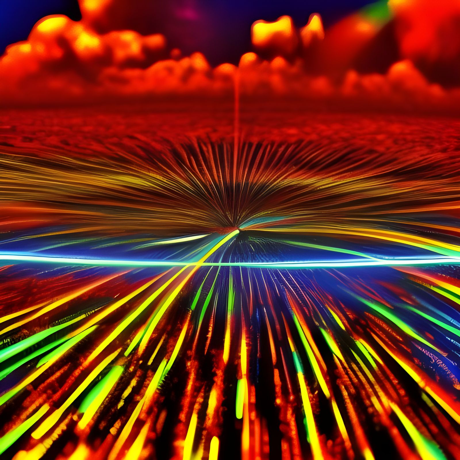Explosive Rainbow with Molten Lava and Laser Rays