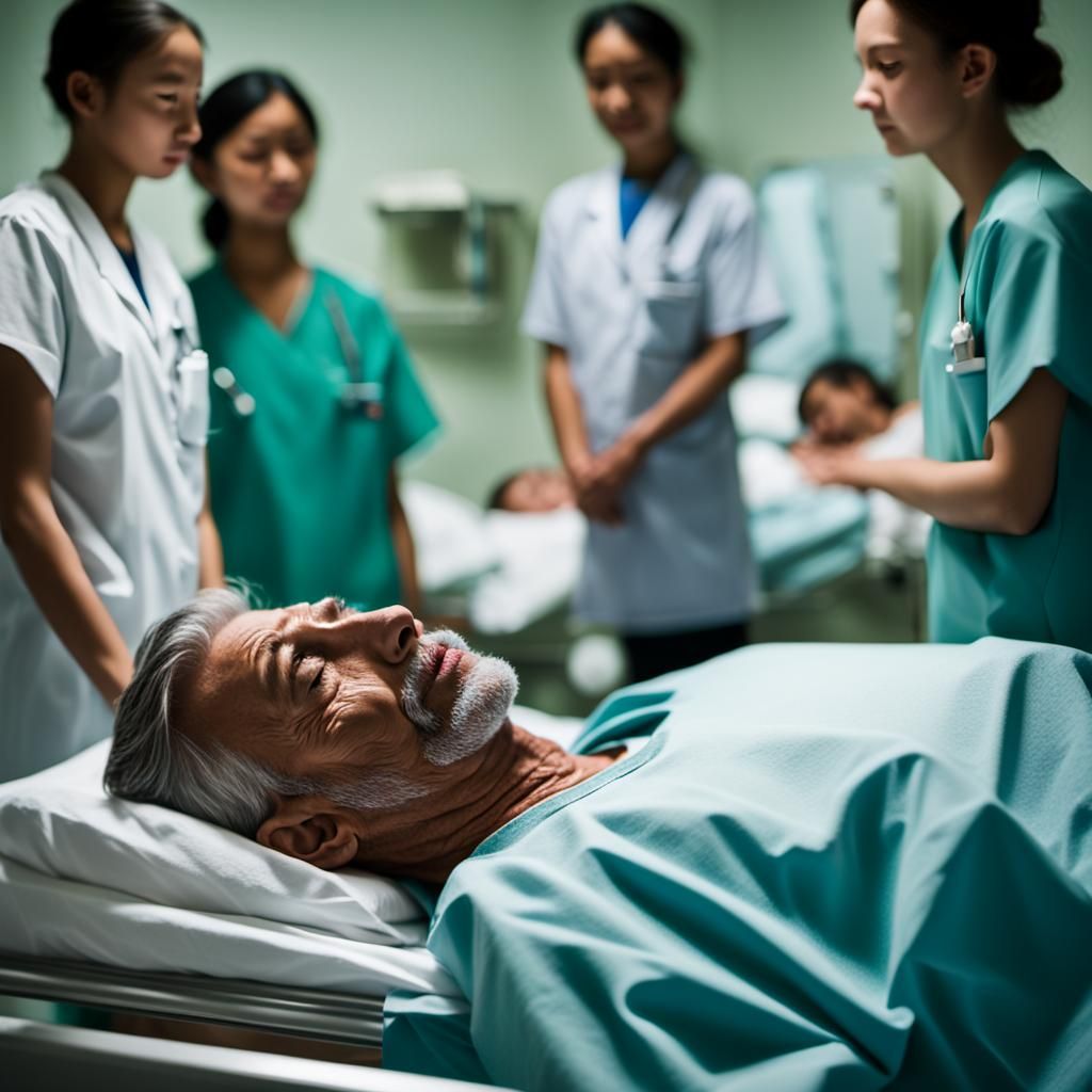 Hospital Bedside Scene of Spiritual Departure