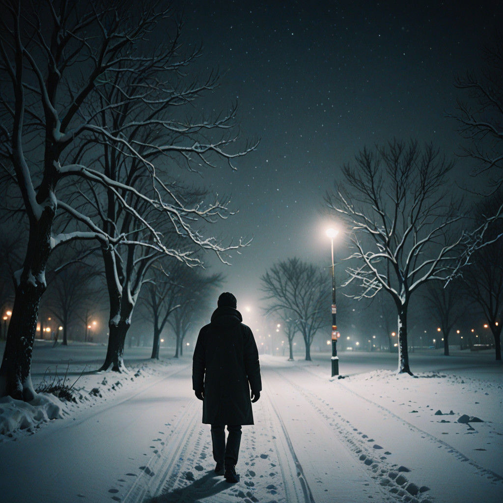 Ethereal Winter Solitude Captured in Cinematic Film Still