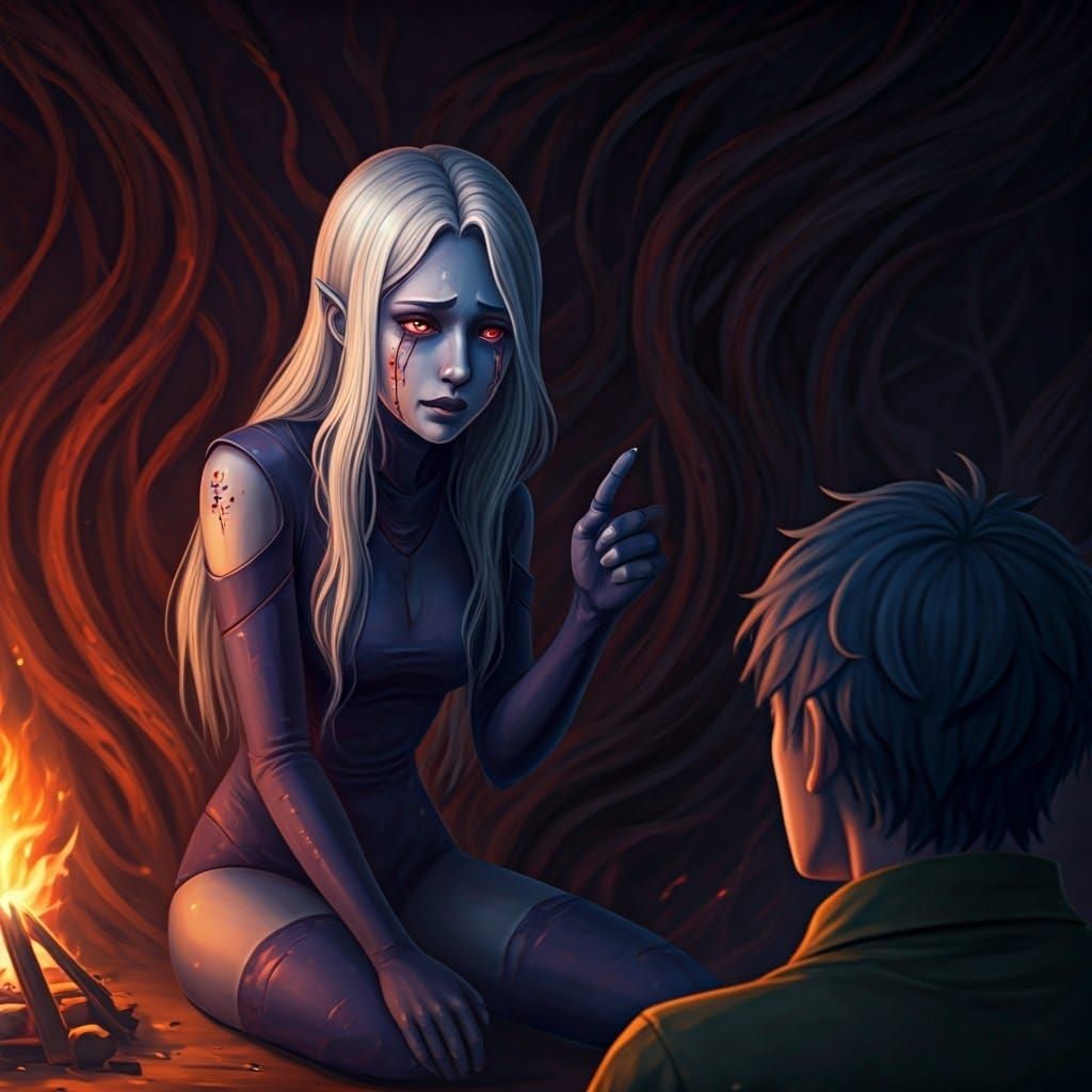 Surreal Portrait of a Demonic Towa, Radiating Fury and Pain