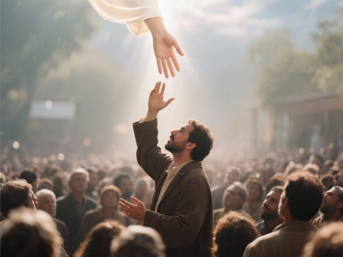 Man Ascends to Heavens in Divine Rapture Photography