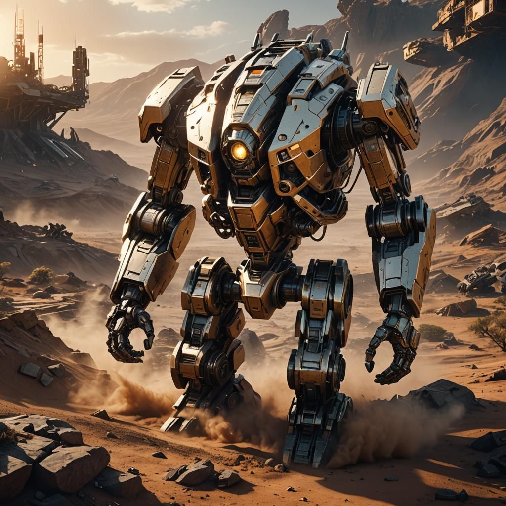 Futuristic Sci-Fi Art: Adam Rising in Golden Hour