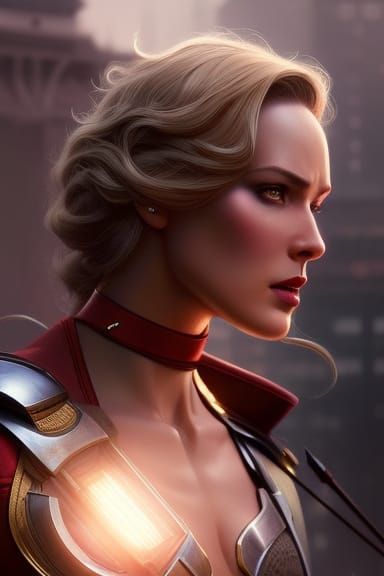 Evil Powergirl Realistic Portrait in Digital Art Style