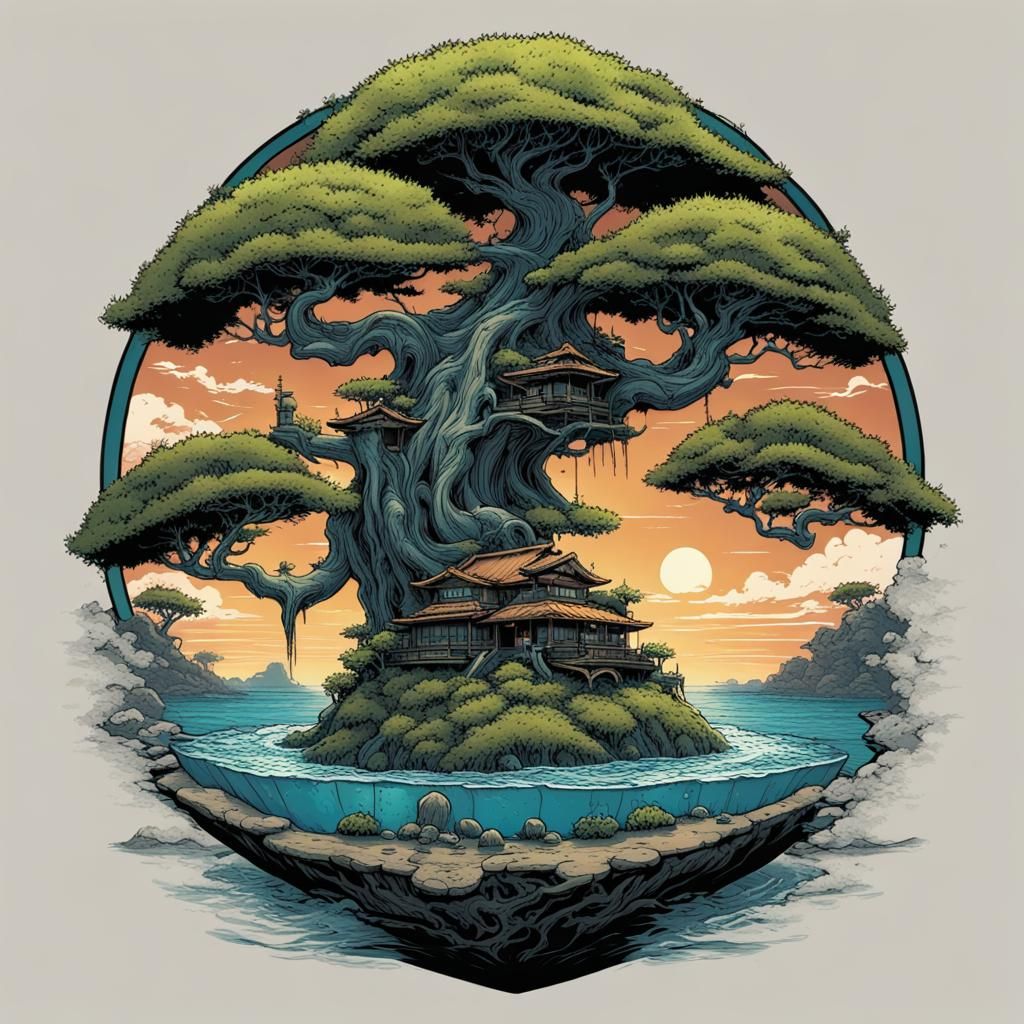 Bonsai Turtle Island: Comic Book Art Design