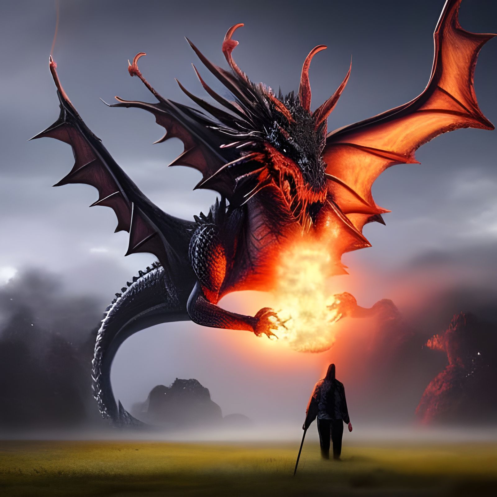 Magnificent Dragon Landing in Haunted Swamp